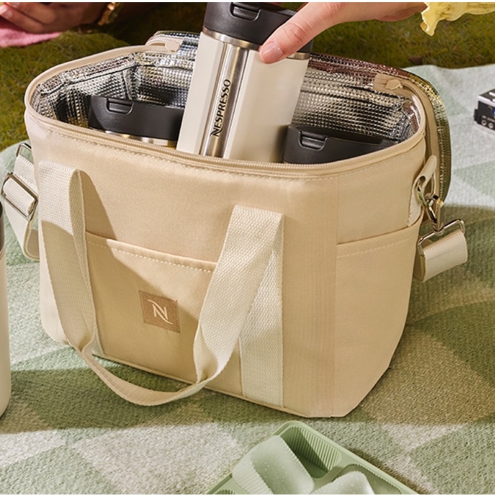 Nespresso Cream Tote Bag with Silver Interior